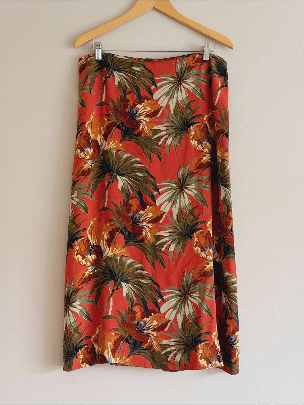 Floral Maxi Skirt - Large- Burnt Orange